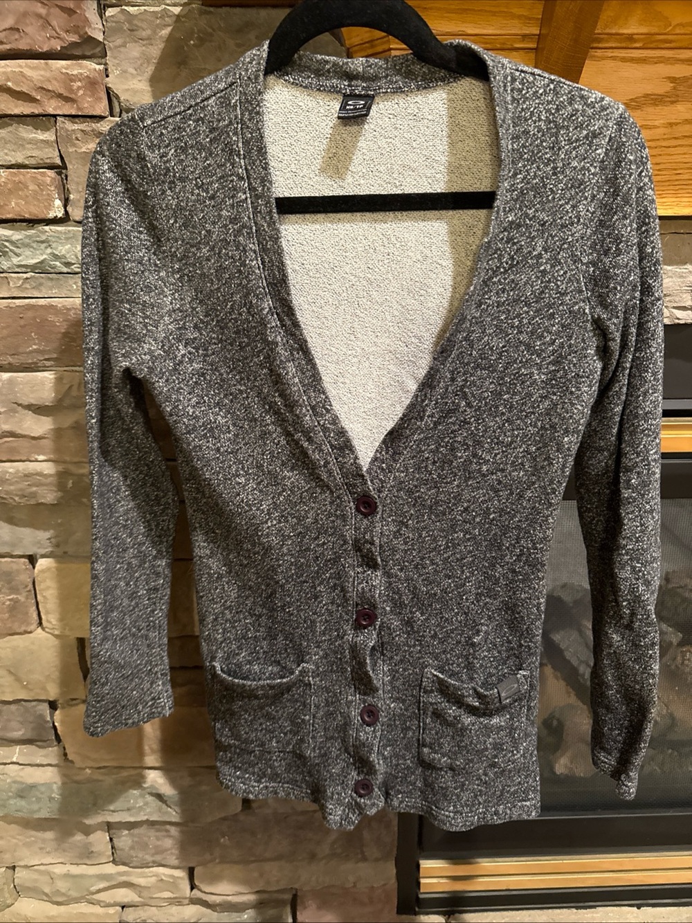 Oakley Women’s Marled Cardigan Sweater Jacket Gray/Black Size XS